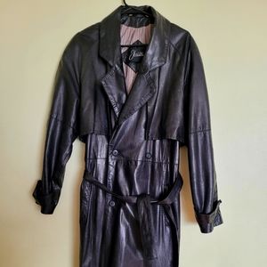 Vintage black large men's full trench coat